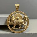22k Gold Plated Imperial Lion & Sun Pendant Persian Persia Pahlavi Necklace
