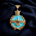 Turquoise Imperial Persian Persia Pahlavi 925 Silver  Faravahar Pendant: Zoroastrian Achaemenid Crown