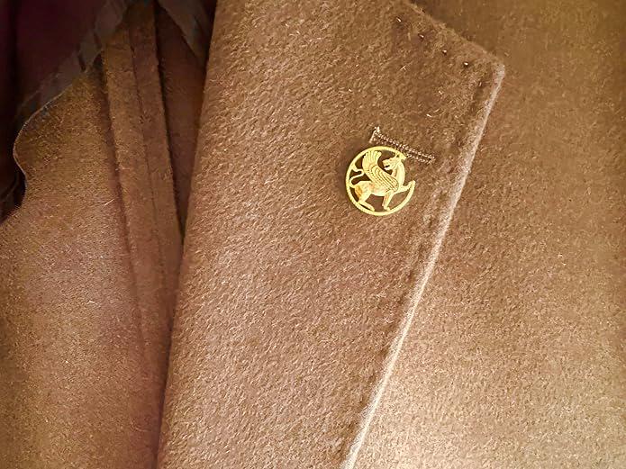22K Gold Plated Majestic Persian imperial Golden Wing Griffin,farvahar pahlavi shah 925k silver Lapel Pin