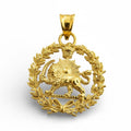 22k Gold Plaited Imperial Pahlavi Lion & Sun Pendant: 925 Silver Farvahar Necklace Persia Persian