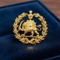 22k Gold Plaited Imperial Pahlavi Lion & Sun Lapel Pin 925 Silver Farvahar Persia Persian Brooch,Made in Turkey
