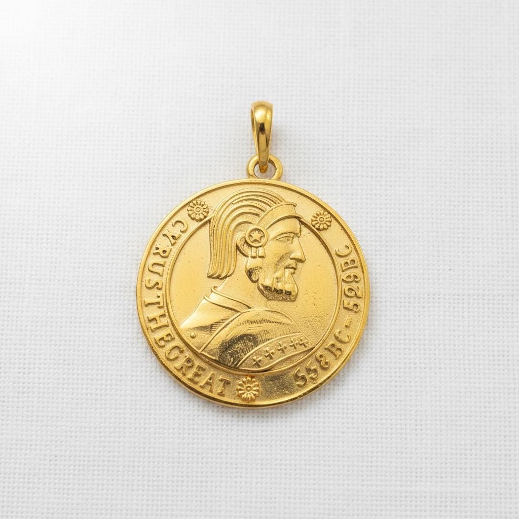 22k Gold Plated King of King Cyrus The Great Kourosh Persian King ,Prince Persia Favahar 925 Silver pendant