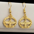 22K Gold Plated Silver Farvahar Earrings, Persian Persia Zoroastrian Pahlavi Crown