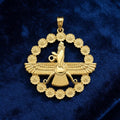 22K Gold Plated Farvahar Pendant on 925 Silver Necklace Ancient Persian Farsi Zoroastrian MiddleEast