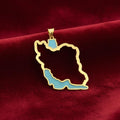 22K Gold Plated 925 Silver Persia Persian Gulf Map Pendant Farsi Calligraphy 925 Silver,3 color, Made in Turkey