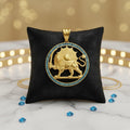 Aquamarine,Garnet  Lion & Sun Pendant 925 Sterling Silver – Pahlavi Persian Imperial Jewelry Pendant,Made Turkey