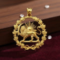 22k Gold Plaited New Type Lion & Sun Pendant: 925 Silver Farvahar Pendant,Made in Turkey