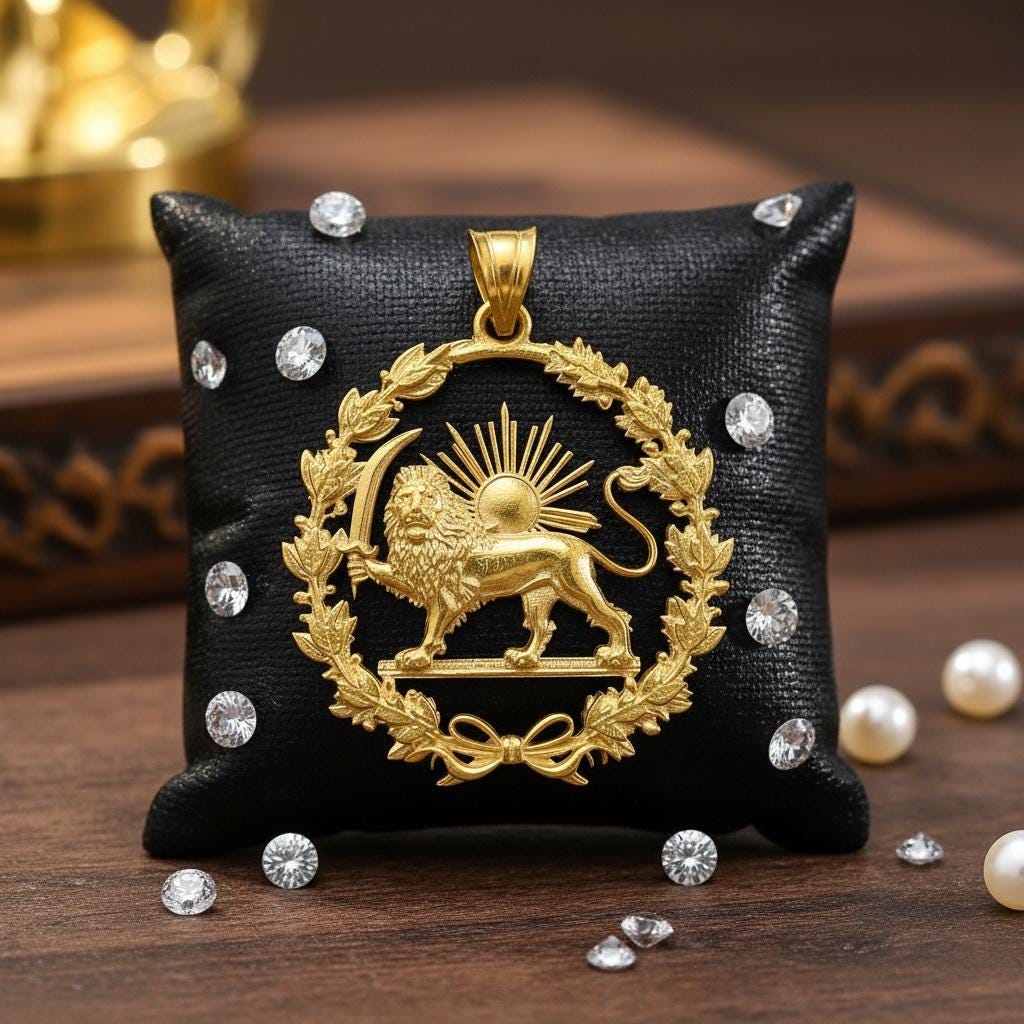 22k Gold Plaited New Type Lion & Sun Pendant: 925 Silver Farvahar Pendant,Made in Turkey
